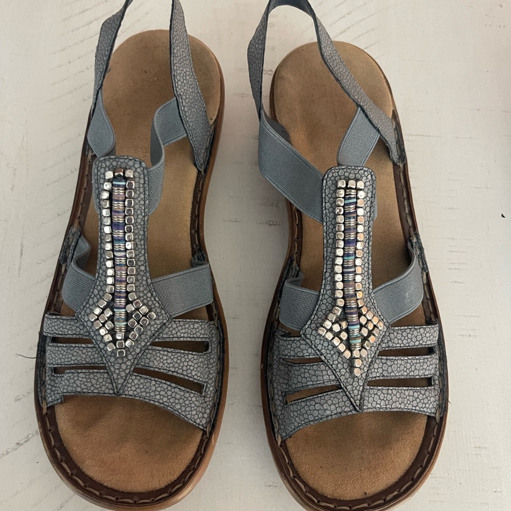 Rieker Gray Embellished Sandals